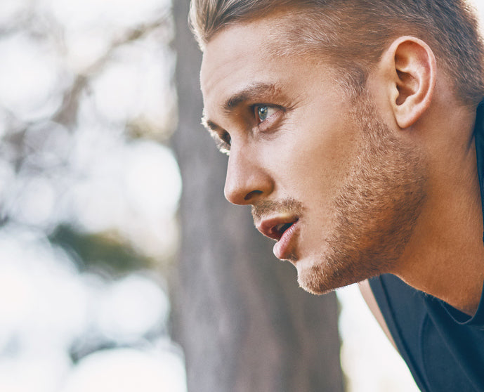 Handsome man with smooth shaved neck