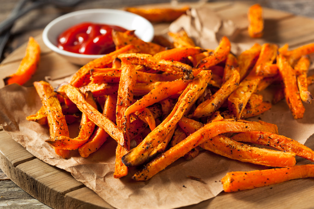 Healthy Homemade Baked Sweet Potato Fries with Tomato Ketchup