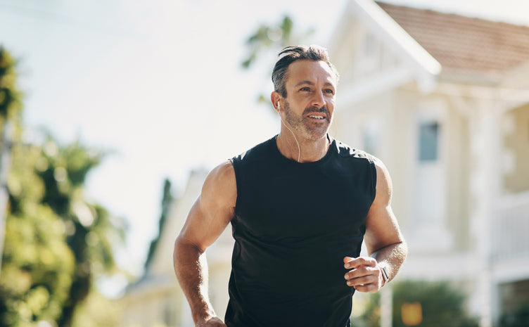 Science-backed ways to reclaim your vigor. Handsome Fit mature man running with vigor