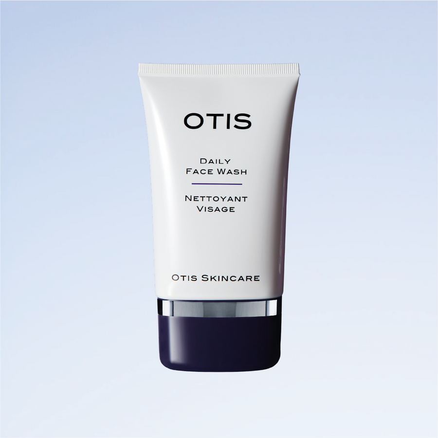 Tube of OTIS Daily Face Wash on pale blue background